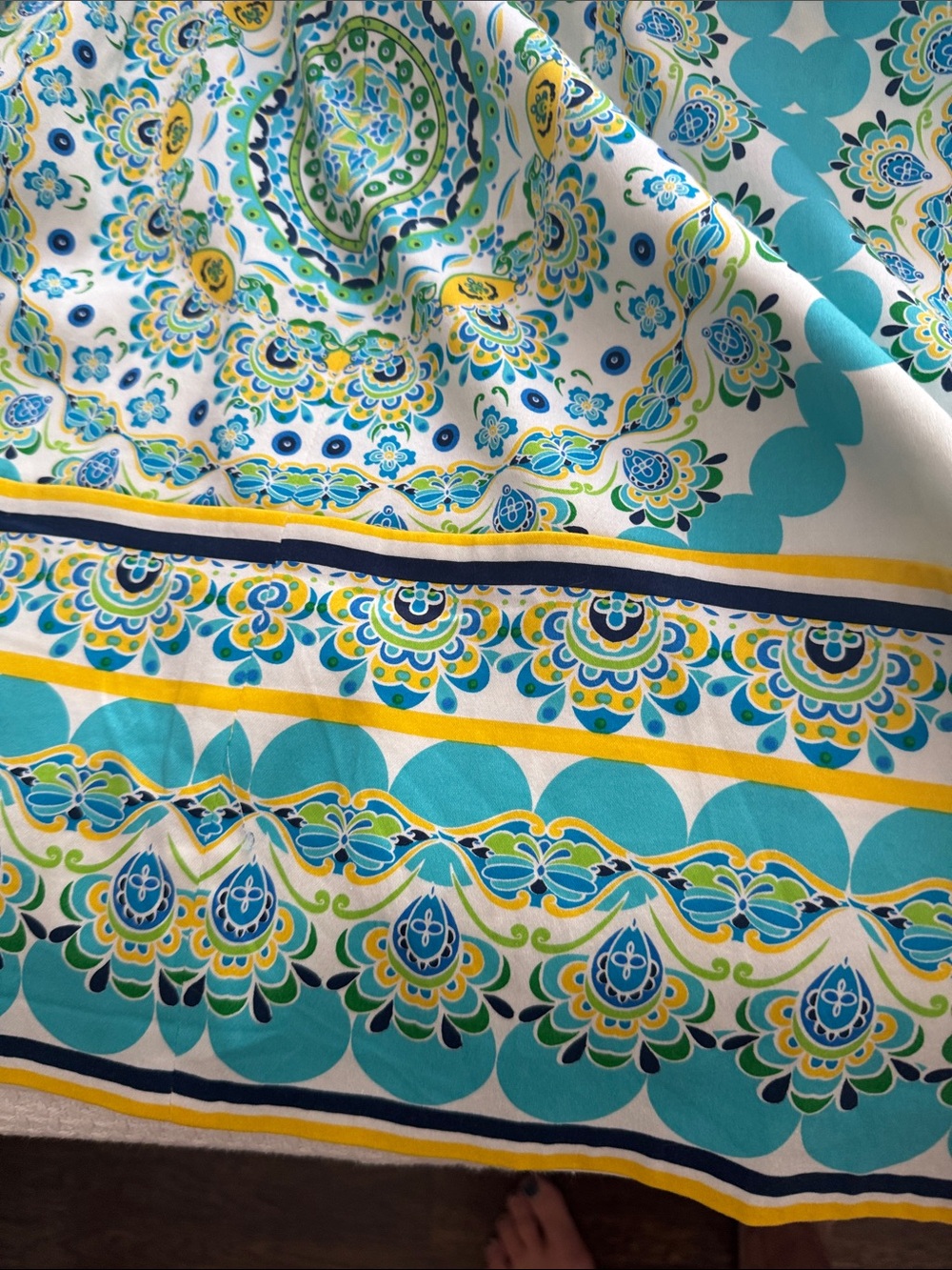 London Times Turquoise White Medallion Midi Dress - Picture 4 of 6